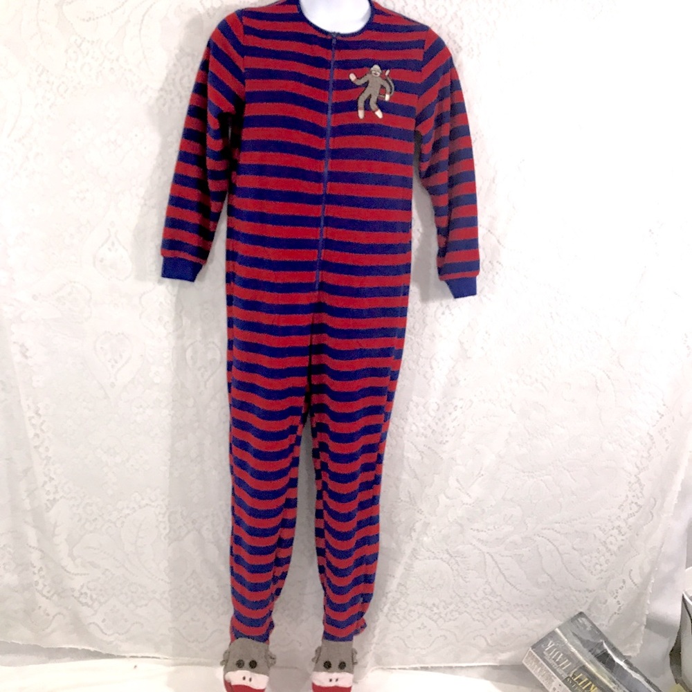 Nick & Nora Women One Piece Sock Monkey Pajamas a